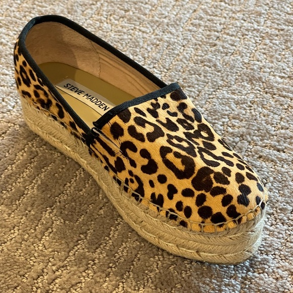 Steve Madden Alexia Leopard Print Espadrille Platform, Calf Hair Upper, NWOB, 6 - Picture 9 of 12